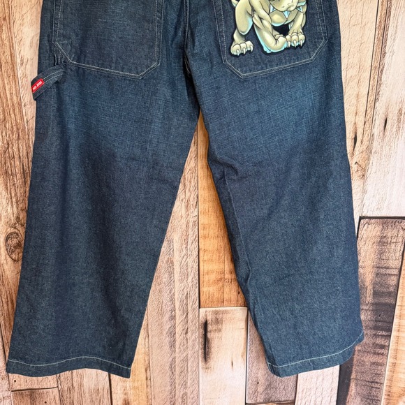 JNCO Jeans Bulldog Graphic Wide Leg Vintage 90s Y2K Skater Streetwear OG 34x30 - Picture 6 of 12